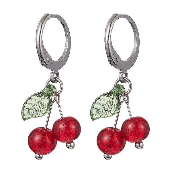 PandaHall Cherry Glass with Acrylic Dangle Leverback Earrings, Stainless Steel Color, 29mm Glass Cherry Red
PandaHall Cherry Glass with Acrylic Dangle Leverback Earrings, Stainless Steel Color, 29mm Glass Cherry Red