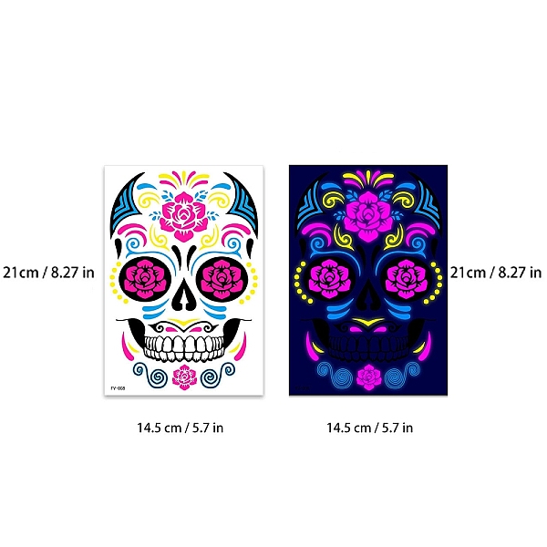 PandaHall Heat Tranfer Luminous Printing Body Art Face Tattoo Sticker, Skull, for Halloween, Colorful, 21x14.5cm Plastic Skull
PandaHall Heat Tranfer Luminous Printing Body Art Face Tattoo Sticker, Skull, for Halloween, Colorful, 21x14.5cm Plastic Skull