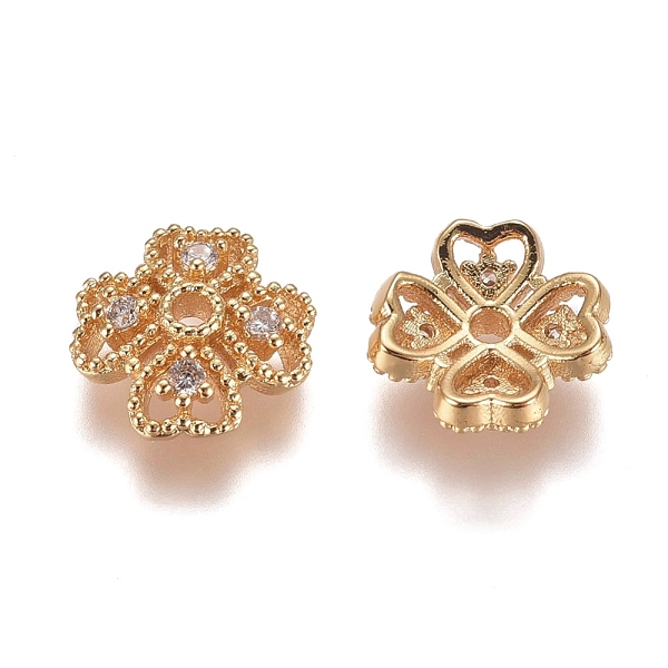PandaHall 4-Petal Brass Micro Pave Clear Cubic Zirconia Bead Caps, Clover, Golden, 10x3.5mm, Hole: 1.4mm Brass+Cubic Zirconia Clear
PandaHall 4-Petal Brass Micro Pave Clear Cubic Zirconia Bead Caps, Clover, Golden, 10x3.5mm, Hole: 1.4mm Brass+Cubic Zirconia Clear
