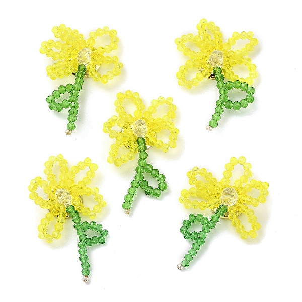 PandaHall Handmade Glass Beaded Woven Cabochons, for DIY Jewelry Making Crafts, with Brass Finding, Flower, Yellow, 40~43x25~30x7~7.5mm...
PandaHall Handmade Glass Beaded Woven Cabochons, for DIY Jewelry Making Crafts, with Brass Finding, Flower, Yellow, 40~43x25~30x7~7.5mm...