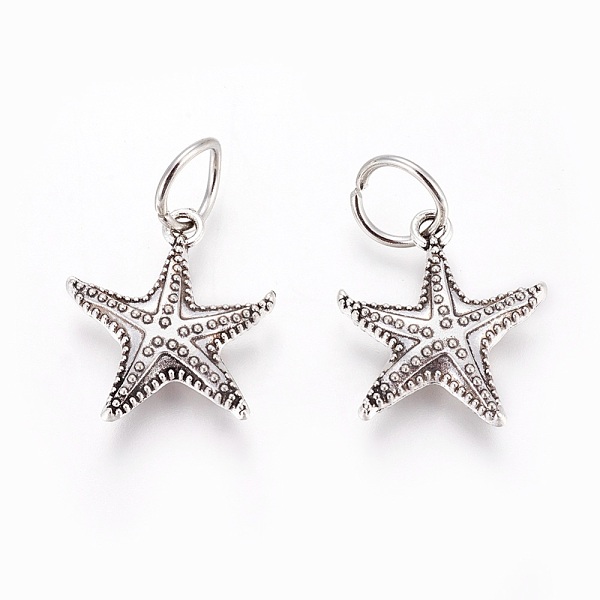 PandaHall Tibetan Style Alloy Pendants, Starfish/Sea Stars, Antique Silver, 22.5x21x5mm, Hole: 7mm Alloy Starfish
PandaHall Tibetan Style Alloy Pendants, Starfish/Sea Stars, Antique Silver, 22.5x21x5mm, Hole: 7mm Alloy Starfish