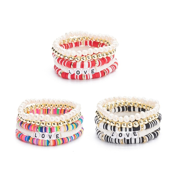 PandaHall Handmade Polymer Clay Heishi Beads Stretch Bracelets Set, Love Word Acrylic Beads Bracelets, Natural Pearl & Synthetic Hematite..., Multicolor
PandaHall Handmade Polymer Clay Heishi Beads Stretch Bracelets Set, Love Word Acrylic Beads Bracelets, Natural Pearl & Synthetic Hematite..., Multicolor