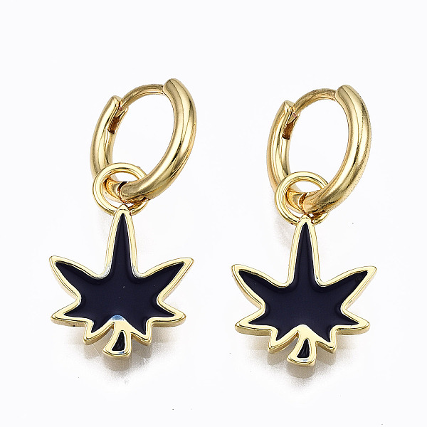 PandaHall Brass Enamel Huggie Hoop Earrings, Nickel Free, Real 16K Gold Plated, Maple Leaf, Dark Blue, 27x13mm, Pin: 1mm Brass Leaf
PandaHall Brass Enamel Huggie Hoop Earrings, Nickel Free, Real 16K Gold Plated, Maple Leaf, Dark Blue, 27x13mm, Pin: 1mm Brass Leaf