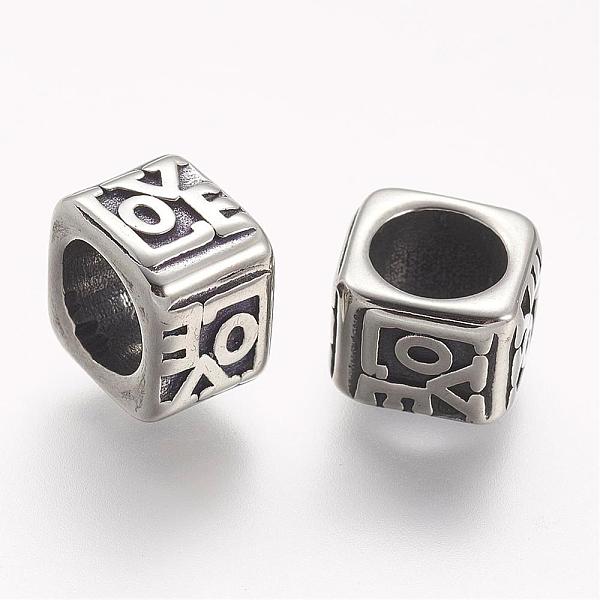 PandaHall 304 Stainless Steel Beads, Cube, Large Hole Beads, Antique Silver, 9.5x9.5x7mm, Hole: 6.5mm 304 Stainless Steel Cube
PandaHall 304 Stainless Steel Beads, Cube, Large Hole Beads, Antique Silver, 9.5x9.5x7mm, Hole: 6.5mm 304 Stainless Steel Cube