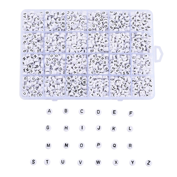 PandaHall Opaque Acrylic Beads, Horizontal Hole, Flat Round, Alphabet Style, White, Letter A~Z, 7x4mm, Hole: 1mm, about 1488pcs/box Acrylic...
PandaHall Opaque Acrylic Beads, Horizontal Hole, Flat Round, Alphabet Style, White, Letter A~Z, 7x4mm, Hole: 1mm, about 1488pcs/box Acrylic...
