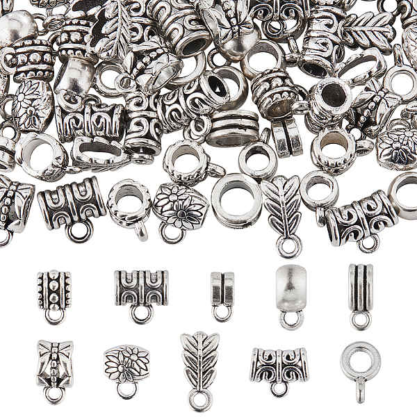 PandaHall SUNNYCLUE 100Pcs 10 Style Tibetan Style Alloy Tube Bails, Loop Bails, Flower & Tube & Rondelle, Antique Silver...
PandaHall SUNNYCLUE 100Pcs 10 Style Tibetan Style Alloy Tube Bails, Loop Bails, Flower & Tube & Rondelle, Antique Silver...