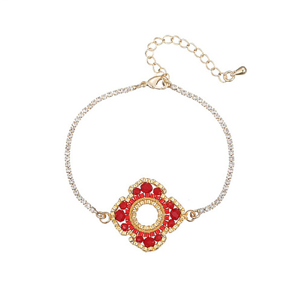 PandaHall Glass Seed Beaded Flower Link Bracelet with Golden Stainless Steel Chains, Cerise, 6-3/4 inch(17cm) Glass Flower Red
PandaHall Glass Seed Beaded Flower Link Bracelet with Golden Stainless Steel Chains, Cerise, 6-3/4 inch(17cm) Glass Flower Red