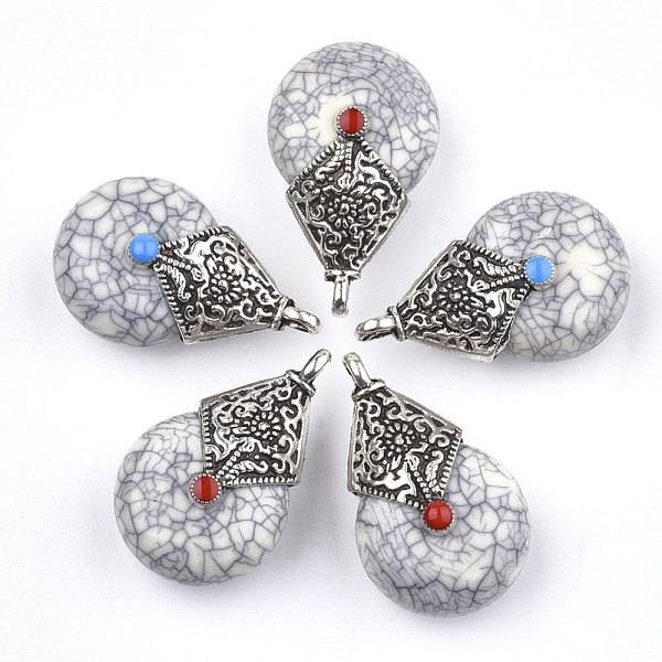 PandaHall Resin Pendants, with Alloy & Enamel, teardrop, Antique Silver, WhiteSmoke, 37~38x23x16~17mm, Hole: 2~3mm Resin Teardrop White
PandaHall Resin Pendants, with Alloy & Enamel, teardrop, Antique Silver, WhiteSmoke, 37~38x23x16~17mm, Hole: 2~3mm Resin Teardrop White