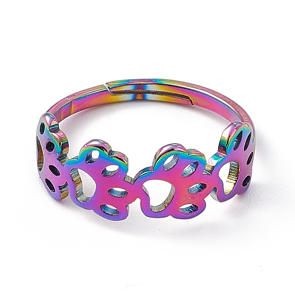 PandaHall Ion Plating(IP) 201 Stainless Steel Hollow Out Dog Paw Prints Adjustable Ring for Women, Rainbow Color, US Size 6 1/4(16.7mm) 201...
PandaHall Ion Plating(IP) 201 Stainless Steel Hollow Out Dog Paw Prints Adjustable Ring for Women, Rainbow Color, US Size 6 1/4(16.7mm) 201...