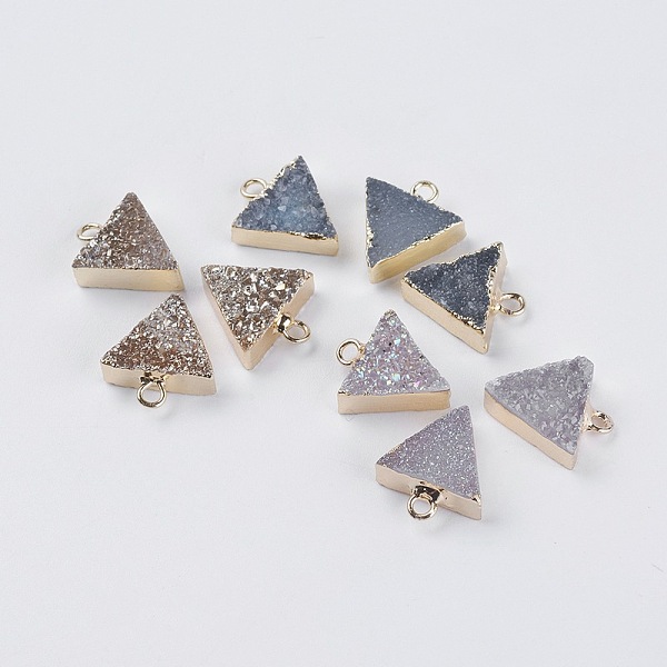 PandaHall Natural Druzy Agate Charms, Rainbow Plated, with Golden Plated Brass Findings, Triangle, Mixed Color, 13.5x11.5x4~5mm, Hole: 1.5mm..., Multicolor
PandaHall Natural Druzy Agate Charms, Rainbow Plated, with Golden Plated Brass Findings, Triangle, Mixed Color, 13.5x11.5x4~5mm, Hole: 1.5mm..., Multicolor