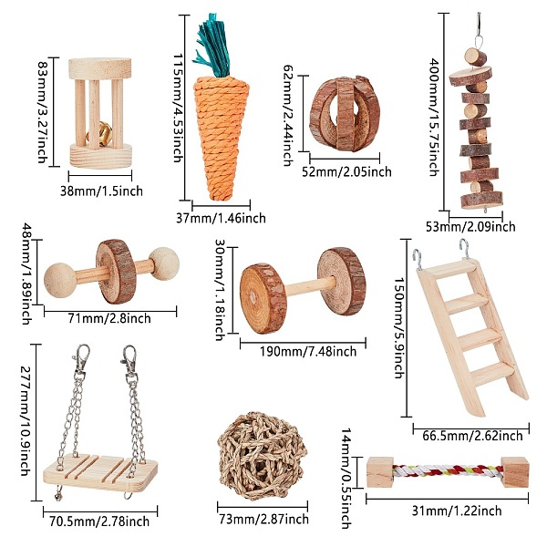 PandaHall Natural Wood Hamster Chew Toys, Dumbells Exercise Bell Roller Teeth Care Molar Toy, for Bunny Rabbits Gerbils, Mixed Color Wood..., Multicolor
PandaHall Natural Wood Hamster Chew Toys, Dumbells Exercise Bell Roller Teeth Care Molar Toy, for Bunny Rabbits Gerbils, Mixed Color Wood..., Multicolor