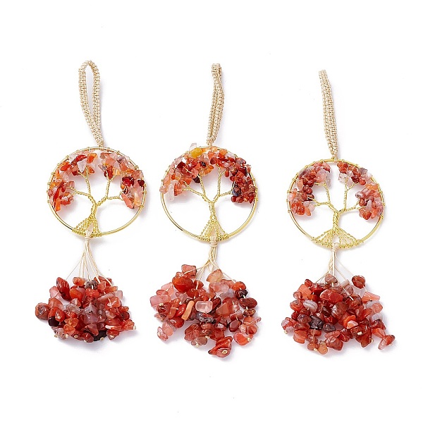 PandaHall Wire Wrapped Chips Natural Red Agate Big Pendant Decorations, with Brass Wires and Nylon Cord, Flat Round with Tree of Life, 170mm...
PandaHall Wire Wrapped Chips Natural Red Agate Big Pendant Decorations, with Brass Wires and Nylon Cord, Flat Round with Tree of Life, 170mm...
