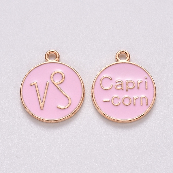 PandaHall Alloy Enamel Pendants, Cadmium Free & Lead Free, Flat Round with Constellation, Light Gold, Pink, Capricorn, 15x12x2mm, Hole...
PandaHall Alloy Enamel Pendants, Cadmium Free & Lead Free, Flat Round with Constellation, Light Gold, Pink, Capricorn, 15x12x2mm, Hole...