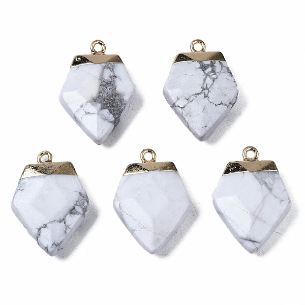 PandaHall Natural Howlite Pendants, with Golden Brass Findings and Iron Loop, Rack Plating, Faceted, Shield, 25~26x17~18x5.5~6.5mm, Hole...
PandaHall Natural Howlite Pendants, with Golden Brass Findings and Iron Loop, Rack Plating, Faceted, Shield, 25~26x17~18x5.5~6.5mm, Hole...
