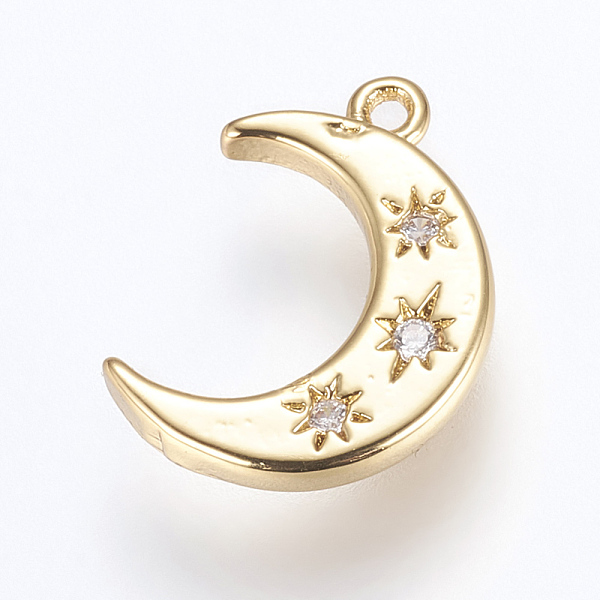 PandaHall Brass Charms, with Cubic Zirconia, Moon, Golden, 16x10x2mm, Hole: 1.2~1.5mm Brass+Cubic Zirconia Moon Clear
PandaHall Brass Charms, with Cubic Zirconia, Moon, Golden, 16x10x2mm, Hole: 1.2~1.5mm Brass+Cubic Zirconia Moon Clear