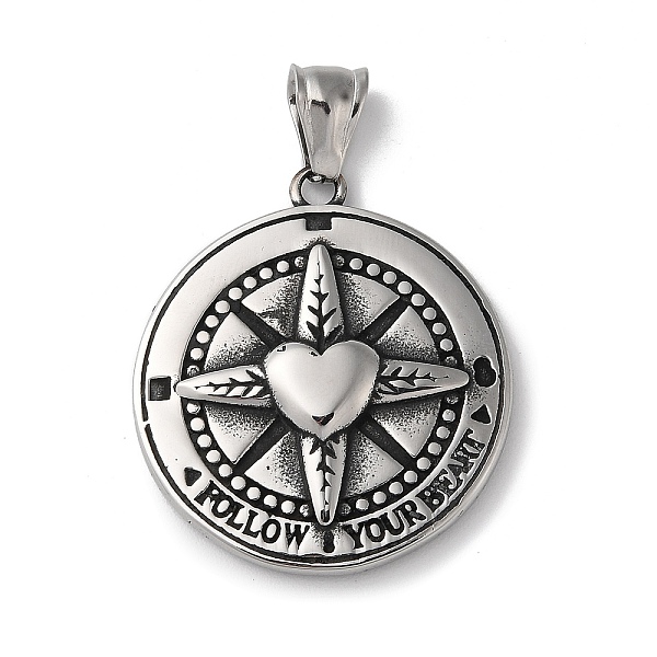 PandaHall 304 Stainless Steel Pendants, Viking Compass with Heart & Word Follow Your Heart, Antique Silver, 35.5x31x5mm, Hole: 8.5x3.5mm 304...
PandaHall 304 Stainless Steel Pendants, Viking Compass with Heart & Word Follow Your Heart, Antique Silver, 35.5x31x5mm, Hole: 8.5x3.5mm 304...