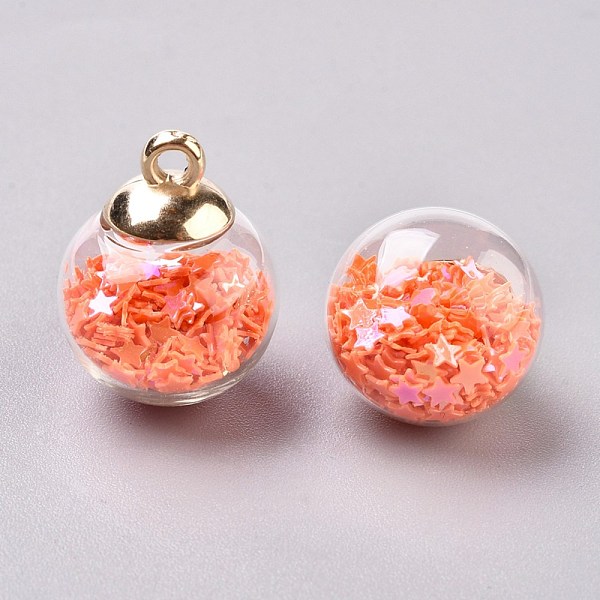 PandaHall Glass Ball Pendants, with Star Glitter Sequins and Golden Plated CCB Plastic Cup Peg Bails, Round, Light Sky Blue, 20.5x15mm, Hole...
PandaHall Glass Ball Pendants, with Star Glitter Sequins and Golden Plated CCB Plastic Cup Peg Bails, Round, Light Sky Blue, 20.5x15mm, Hole...
