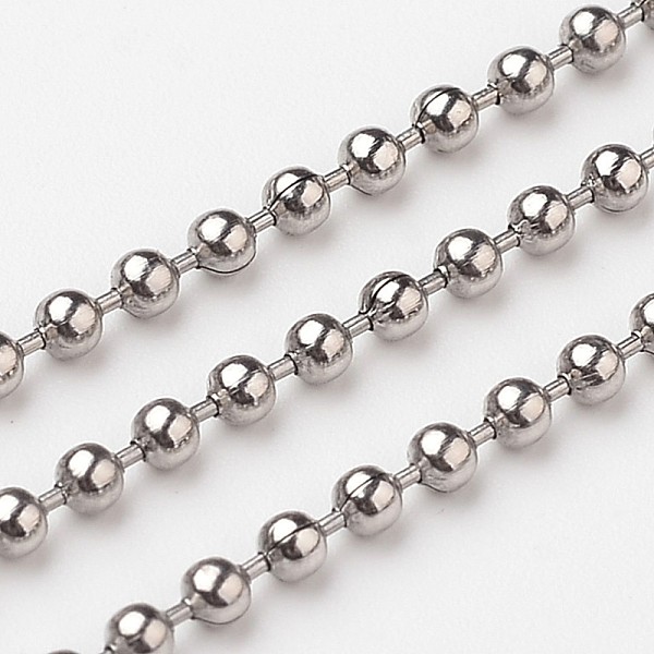 PandaHall 304 Stainless Steel Ball Chains, with Spool, Stainless Steel Color, 2mm, about 164.04 Feet(50m)/roll 304 Stainless Steel
PandaHall 304 Stainless Steel Ball Chains, with Spool, Stainless Steel Color, 2mm, about 164.04 Feet(50m)/roll 304 Stainless Steel