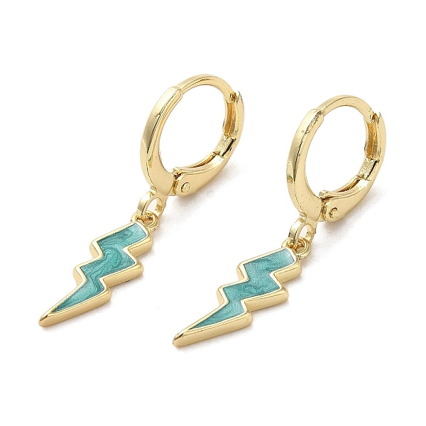 PandaHall Lightning Bolt Real 18K Gold Plated Brass Dangle Leverback Earrings, with Enamel, Turquoise, 29x5.5mm Brass Lightning Bolt Green
PandaHall Lightning Bolt Real 18K Gold Plated Brass Dangle Leverback Earrings, with Enamel, Turquoise, 29x5.5mm Brass Lightning Bolt Green