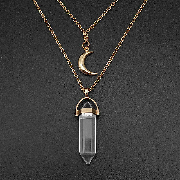 PandaHall Natural Quartz Crystal Cone Pendant Double Layer Necklace, with Moon Charms, 19.69 inch(50cm) Quartz Crystal Cone
PandaHall Natural Quartz Crystal Cone Pendant Double Layer Necklace, with Moon Charms, 19.69 inch(50cm) Quartz Crystal Cone