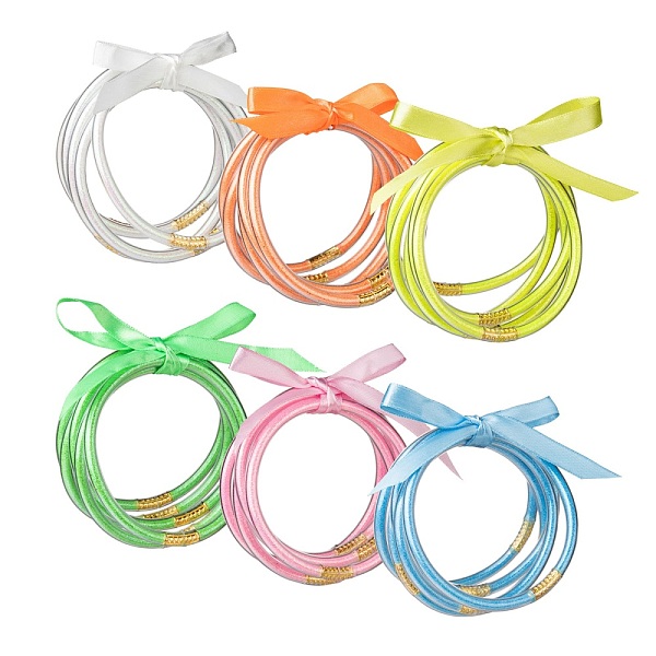 PandaHall 30Pcs 6 Colors PVC Plastic Buddhist Bangle Sets, Jelly Bangles, with Glitter Powder and Polyester Ribbon, Mixed Color, Inner..., Multicolor
PandaHall 30Pcs 6 Colors PVC Plastic Buddhist Bangle Sets, Jelly Bangles, with Glitter Powder and Polyester Ribbon, Mixed Color, Inner..., Multicolor