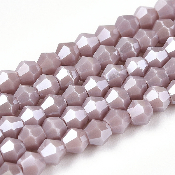 PandaHall Opaque Solid Color Electroplate Glass Beads Strands, Pearl Luster Plated, Faceted, Bicone, Thistle, 3x2.5mm, Hole: 0.7mm, about..., Purple
PandaHall Opaque Solid Color Electroplate Glass Beads Strands, Pearl Luster Plated, Faceted, Bicone, Thistle, 3x2.5mm, Hole: 0.7mm, about..., Purple