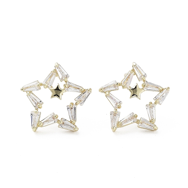 PandaHall Star Cubic Zirconia Stud Earrings, Brass Earrings, Long-Lasting Plated, Golden, 14.5x15mm Cubic Zirconia Star Clear
PandaHall Star Cubic Zirconia Stud Earrings, Brass Earrings, Long-Lasting Plated, Golden, 14.5x15mm Cubic Zirconia Star Clear
