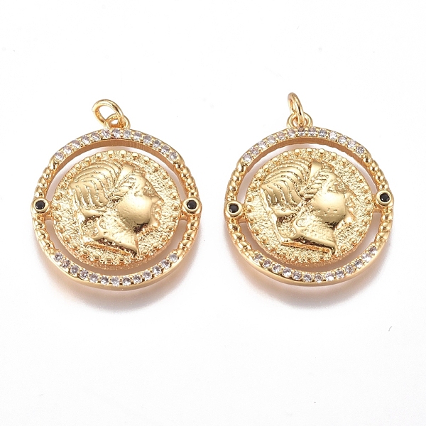PandaHall Brass Micro Pave Cubic Zirconia Pendants, Long-Lasting Plated, with Jump Ring, Flat Round with Human Head, Clear, Golden...
PandaHall Brass Micro Pave Cubic Zirconia Pendants, Long-Lasting Plated, with Jump Ring, Flat Round with Human Head, Clear, Golden...