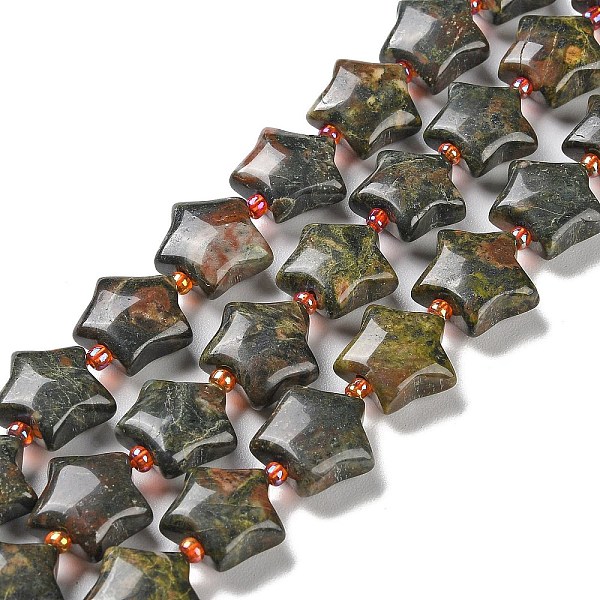 PandaHall Natural Dragon Blood Jasper Beads Strands, with Seed Beads, Puffed Star, 14~15.5x15~16x6.5~7mm, Hole: 1mm, about 24~25pcs/strand...
PandaHall Natural Dragon Blood Jasper Beads Strands, with Seed Beads, Puffed Star, 14~15.5x15~16x6.5~7mm, Hole: 1mm, about 24~25pcs/strand...