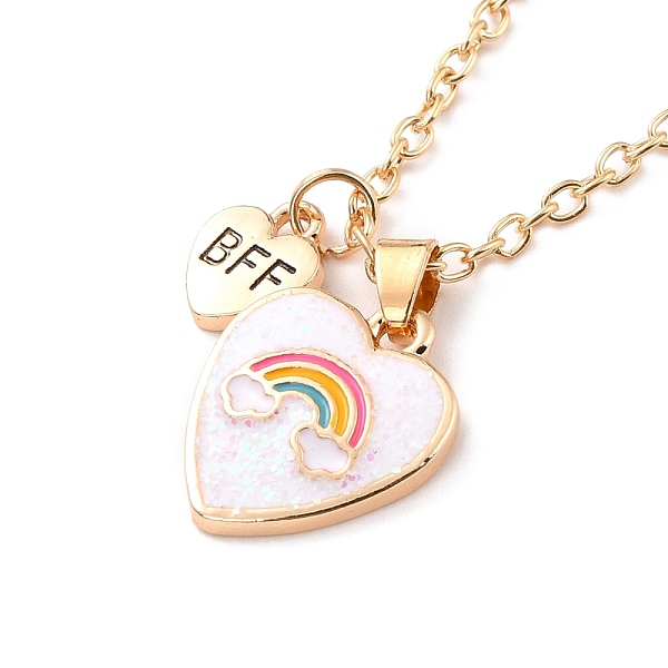 PandaHall BFF/Best Friends Forever Alloy Pendant Necklaces, Enamel Glitter Powder Heart & Rainbow Necklace, Golden, Pink, 18.18 inch(46.2cm)...
PandaHall BFF/Best Friends Forever Alloy Pendant Necklaces, Enamel Glitter Powder Heart & Rainbow Necklace, Golden, Pink, 18.18 inch(46.2cm)...