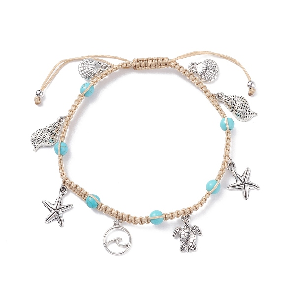 PandaHall Synthetic Turquoise Braided Bead Anklet, Tortoise & Starfish & Shell Alloy Charm Adjustable Anklet for Women, Antique Silver..., Orange
PandaHall Synthetic Turquoise Braided Bead Anklet, Tortoise & Starfish & Shell Alloy Charm Adjustable Anklet for Women, Antique Silver..., Orange