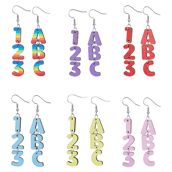 PandaHall FIBLOOM 6 Sets 6 Colors Wood Dangle Earrings with Iron Pins, Letter & Number Asymmetrical Earrings, Mixed Color, 75x16mm, 1..., Multicolor
PandaHall FIBLOOM 6 Sets 6 Colors Wood Dangle Earrings with Iron Pins, Letter & Number Asymmetrical Earrings, Mixed Color, 75x16mm, 1..., Multicolor