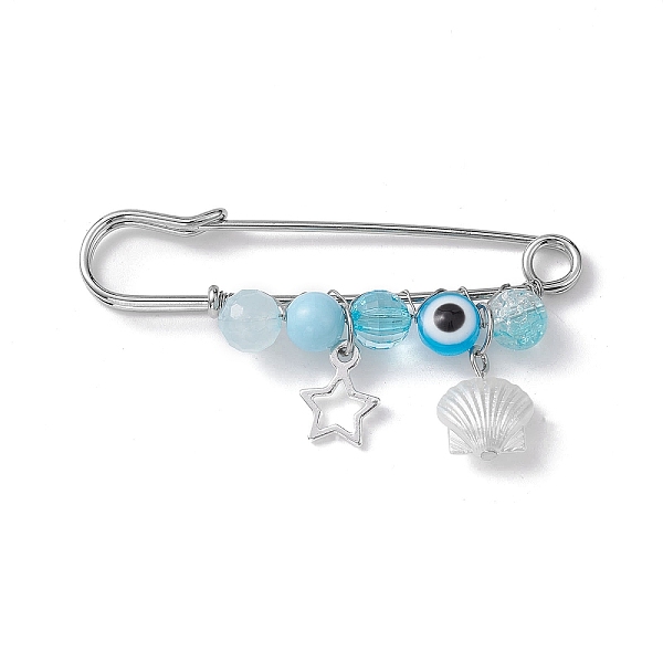PandaHall Evil Eye Resin Alloy Star Charm Brooch Pin, Iron Safety Kilt Pin for Sweater Shaw, Light Bluel, Platinum, 33x65.5x7.5mm Iron Star
PandaHall Evil Eye Resin Alloy Star Charm Brooch Pin, Iron Safety Kilt Pin for Sweater Shaw, Light Bluel, Platinum, 33x65.5x7.5mm Iron Star