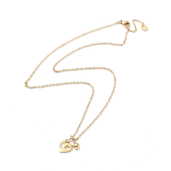 PandaHall Heart with Star/Moon Pendant Necklaces, 304 Stainless Steel Necklace, Real 18K Gold Plated, 18.07 inch(45.9cm) 304 Stainless Steel
PandaHall Heart with Star/Moon Pendant Necklaces, 304 Stainless Steel Necklace, Real 18K Gold Plated, 18.07 inch(45.9cm) 304 Stainless Steel