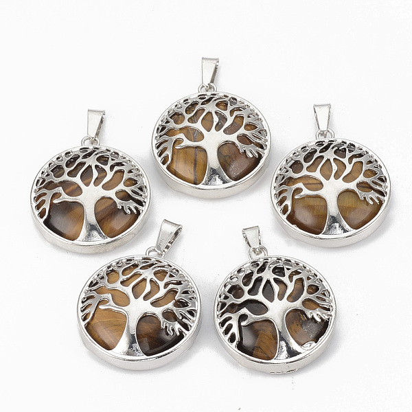 PandaHall Natural Tiger Eye Pendants, with Brass Findings, Flat Round with Tree of Life, Platinum, 30.5x27x8mm, Hole: 7x3mm Tiger Eye Flat...
PandaHall Natural Tiger Eye Pendants, with Brass Findings, Flat Round with Tree of Life, Platinum, 30.5x27x8mm, Hole: 7x3mm Tiger Eye Flat...