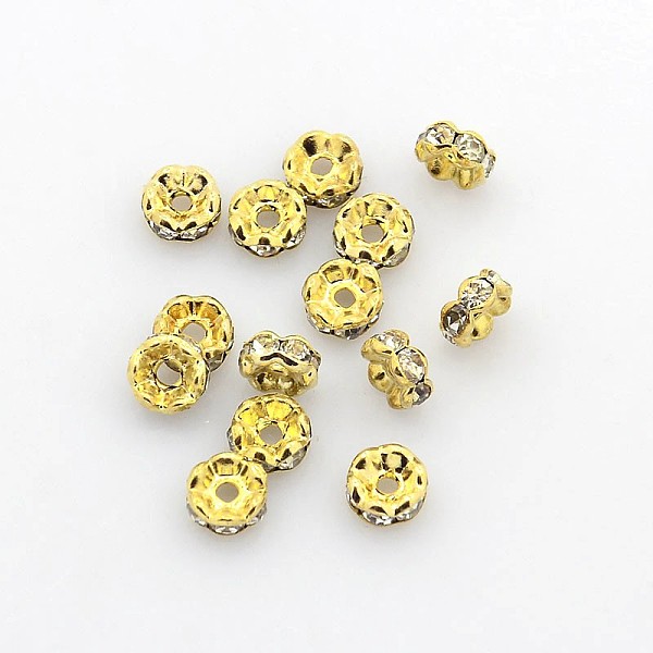 PandaHall Brass Rhinestone Spacer Beads, Grade A, Crystal, Wavy Edge, Rondelle, Golden, 5x2.5mm, Hole: 1mm Brass+Rhinestone Rondelle Clear
PandaHall Brass Rhinestone Spacer Beads, Grade A, Crystal, Wavy Edge, Rondelle, Golden, 5x2.5mm, Hole: 1mm Brass+Rhinestone Rondelle Clear