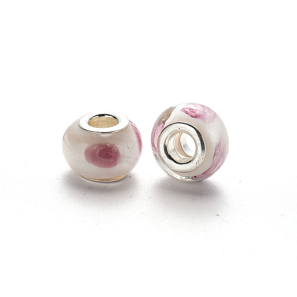 PandaHall Handmade Lampwork European Beads, Large Hole Rondelle Beads, with Platinum Tone Brass Double Cores, with Petaline Pattern, Floral...
PandaHall Handmade Lampwork European Beads, Large Hole Rondelle Beads, with Platinum Tone Brass Double Cores, with Petaline Pattern, Floral...