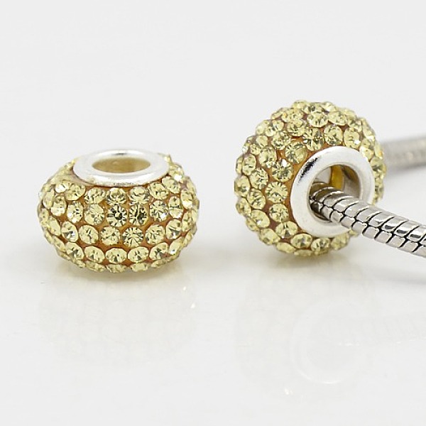 PandaHall Grade A Rhinestone European Beads, Large Hole Beads, Resin, with Silver Color Plated Brass Core, Rondelle, Jonquil, 15x10mm, Hole..., Yellow
PandaHall Grade A Rhinestone European Beads, Large Hole Beads, Resin, with Silver Color Plated Brass Core, Rondelle, Jonquil, 15x10mm, Hole..., Yellow