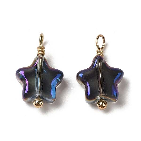 PandaHall Electroplate Glass Charms, with Real 18K Gold Plated Brass Loop, Star Charm, Prussian Blue, 14x8.5x3.5mm, Hole: 2mm Brass+Glass...
PandaHall Electroplate Glass Charms, with Real 18K Gold Plated Brass Loop, Star Charm, Prussian Blue, 14x8.5x3.5mm, Hole: 2mm Brass+Glass...