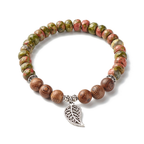 PandaHall Reiki Natural Unakite & Wenge Wood Beads Stretch Bracelet, Leaf Alloy Charm Bracelet for Girl Women, Inner Diameter: 2-1/8 inch...
PandaHall Reiki Natural Unakite & Wenge Wood Beads Stretch Bracelet, Leaf Alloy Charm Bracelet for Girl Women, Inner Diameter: 2-1/8 inch...