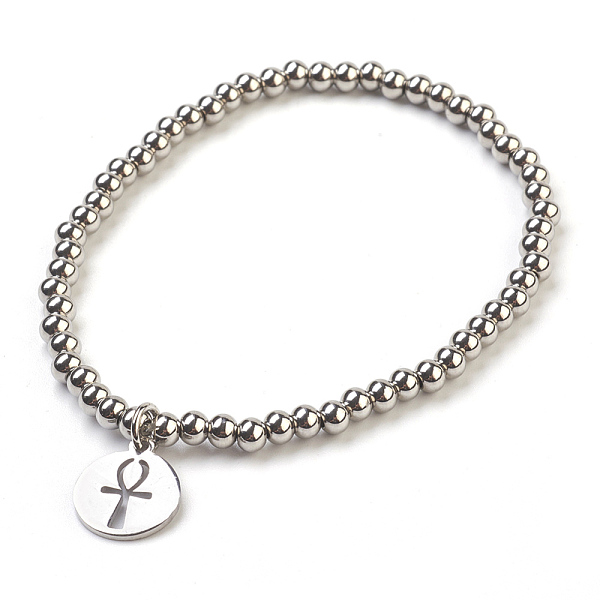 PandaHall 304 Stainless Steel Beads Stretch Charm Bracelets, Flat Round with Ankh Cross, Stainless Steel Color, 2-1/8 inch(5.5cm), Charm...
PandaHall 304 Stainless Steel Beads Stretch Charm Bracelets, Flat Round with Ankh Cross, Stainless Steel Color, 2-1/8 inch(5.5cm), Charm...