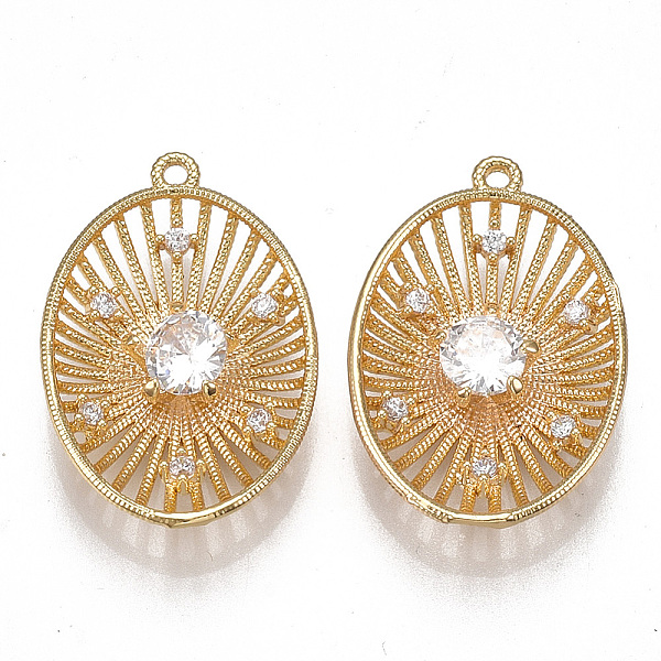 PandaHall Brass Filigree Pendants, Nickel Free, Real 18K Gold Plated, with Cubic Zirconia, Oval, Clear, 23~24x16x4mm, Hole: 1.2mm...
PandaHall Brass Filigree Pendants, Nickel Free, Real 18K Gold Plated, with Cubic Zirconia, Oval, Clear, 23~24x16x4mm, Hole: 1.2mm...