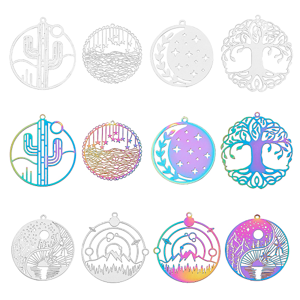 PandaHall Unicraftale 48Pcs 12 Style 201 Stainless Steel Filigree Pendants, Etched Metal Embellishments, Flat Round with Star, Mixed Color...
PandaHall Unicraftale 48Pcs 12 Style 201 Stainless Steel Filigree Pendants, Etched Metal Embellishments, Flat Round with Star, Mixed Color...