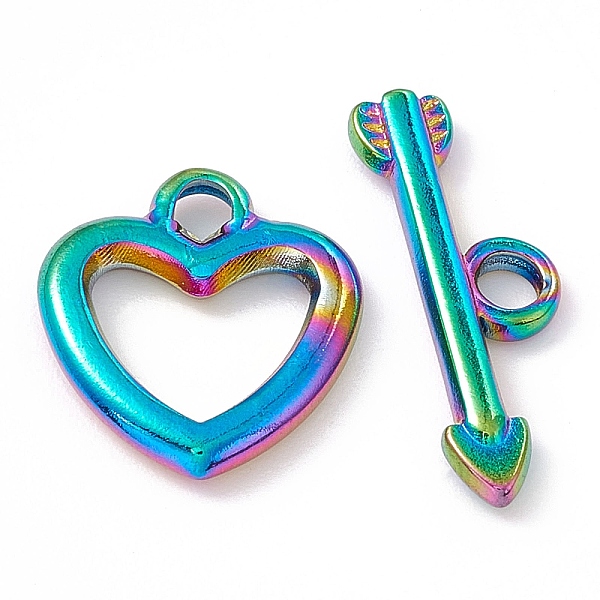 PandaHall Ion Plating(IP) 304 Stainless Steel Toggle Clasps, Heart, Rainbow Color, Heart: 14.5x13x2mm, Hole: 2mm, 6x9mm inner diameter, Bar...
PandaHall Ion Plating(IP) 304 Stainless Steel Toggle Clasps, Heart, Rainbow Color, Heart: 14.5x13x2mm, Hole: 2mm, 6x9mm inner diameter, Bar...