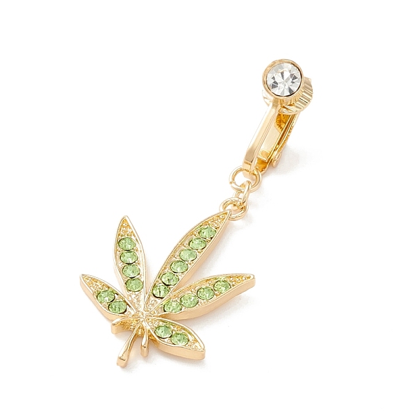 PandaHall Leaf Rhinestone Charm Belly Ring, Clip On Navel Ring, Non Piercing Jewelry for Women, Golden, Peridot, 49mm Alloy+Rhinestone Green
PandaHall Leaf Rhinestone Charm Belly Ring, Clip On Navel Ring, Non Piercing Jewelry for Women, Golden, Peridot, 49mm Alloy+Rhinestone Green