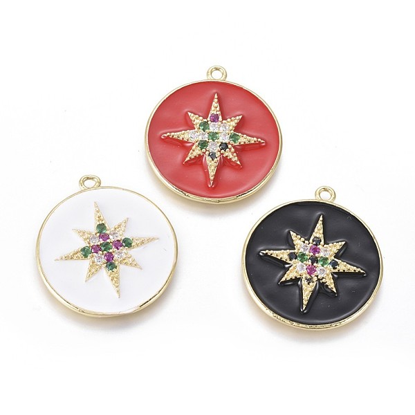 PandaHall Golden Plated Brass Micro Pave Colorful Cubic Zirconia Pendants, with Enamel, Flat Round with Shining Star, Mixed Color, 28x25x3mm..., Multicolor
PandaHall Golden Plated Brass Micro Pave Colorful Cubic Zirconia Pendants, with Enamel, Flat Round with Shining Star, Mixed Color, 28x25x3mm..., Multicolor