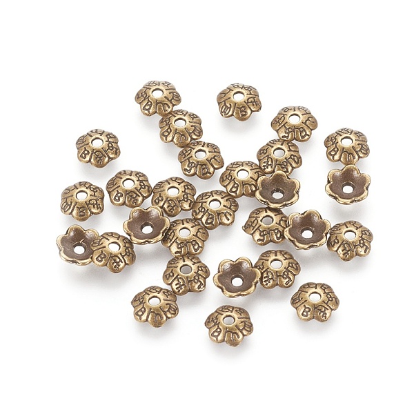 PandaHall 6-Petal Tibetan Style Alloy Flower Bead Caps, Cadmium Free & Nickel Free & Lead Free, Antique Bronze, 6x2mm, Hole: 1mm Alloy
PandaHall 6-Petal Tibetan Style Alloy Flower Bead Caps, Cadmium Free & Nickel Free & Lead Free, Antique Bronze, 6x2mm, Hole: 1mm Alloy