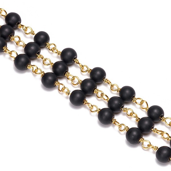 PandaHall 3.28 Feet Handmade Glass Beaded Chains, Unwelded, with Brass Findings, Frosted, Round, Golden, Black, 6mm Brass+Glass Black
PandaHall 3.28 Feet Handmade Glass Beaded Chains, Unwelded, with Brass Findings, Frosted, Round, Golden, Black, 6mm Brass+Glass Black