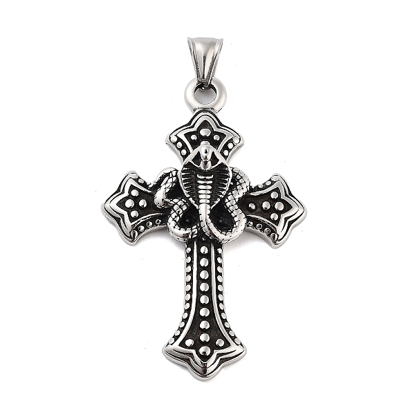 PandaHall Retro 304 Stainless Steel Big Pendants, Cross with Snake Charm, Antique Silver, 61x39x7mm, Hole: 9x4mm 304 Stainless Steel Cross
PandaHall Retro 304 Stainless Steel Big Pendants, Cross with Snake Charm, Antique Silver, 61x39x7mm, Hole: 9x4mm 304 Stainless Steel Cross