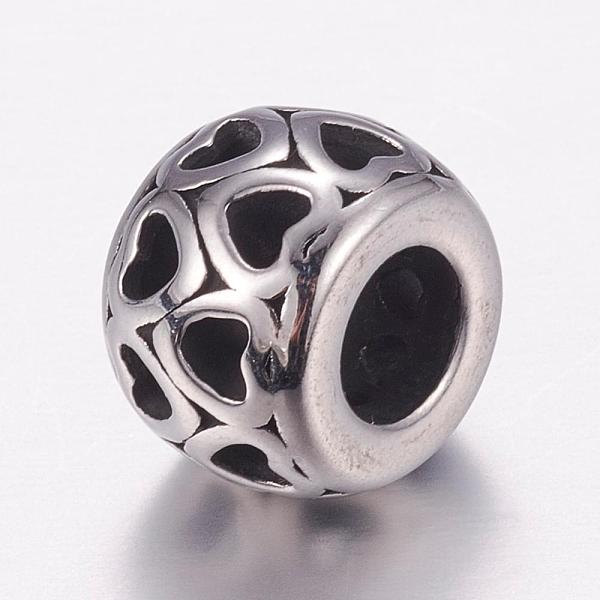 PandaHall 304 Stainless Steel European Beads, Large Hole Beads, Rondelle with Heart, Antique Silver, 12x8.5mm, Hole: 5.5mm 304 Stainless...
PandaHall 304 Stainless Steel European Beads, Large Hole Beads, Rondelle with Heart, Antique Silver, 12x8.5mm, Hole: 5.5mm 304 Stainless...